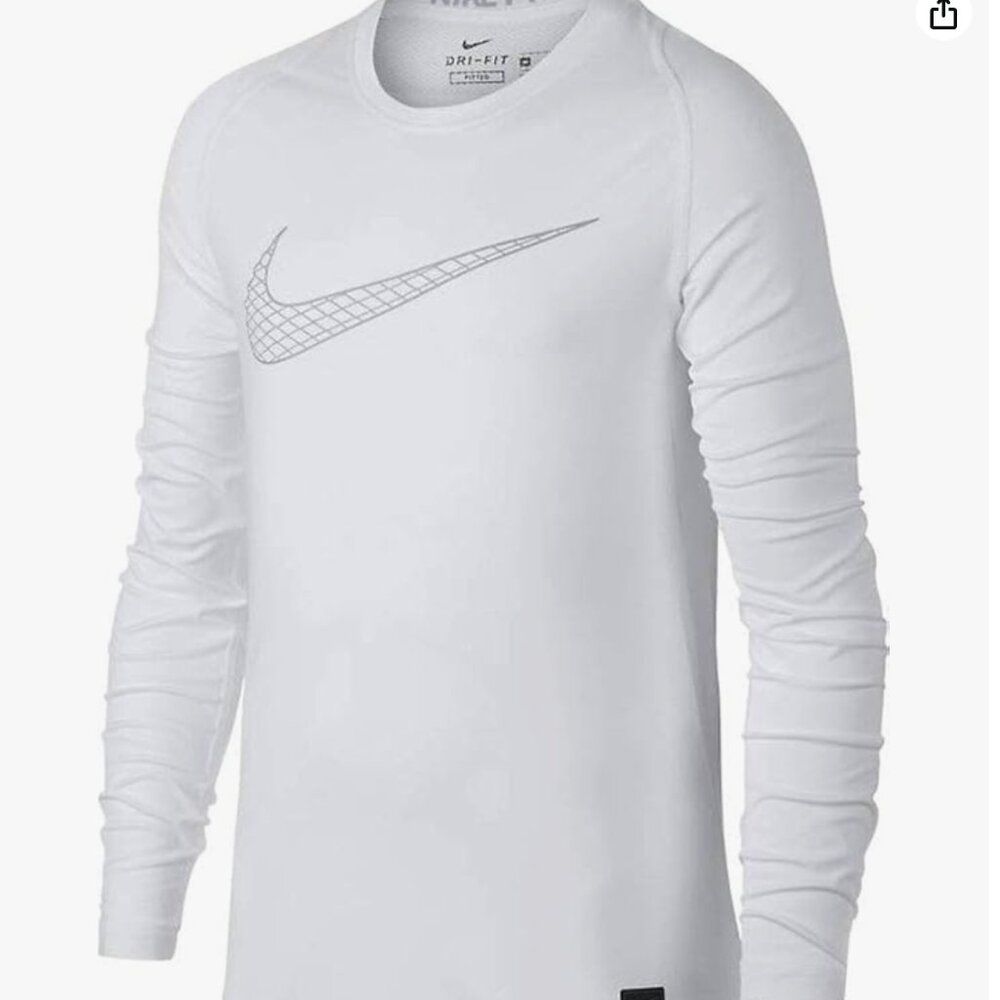 Nike Pro Dri-FIT Compression Shirt White Youth XS • Long Sleeve Base Layer